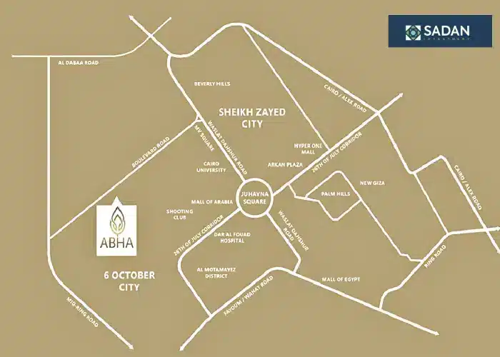 موقع كمبوند ابها 6 أكتوبر abha 6 october locatin موقع كمبوند ابها 6 أكتوبر
