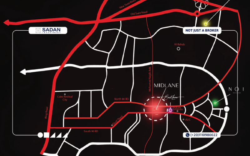 مول ميد لين التجمع الخامس Mid Lane Mall New Cairo تفاصيل وأسعار 5 خريطة Mid Lane Mall