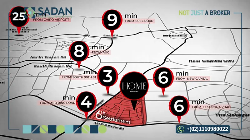 خريطة كمبوند هوم ريزيدنس التجمع السادس