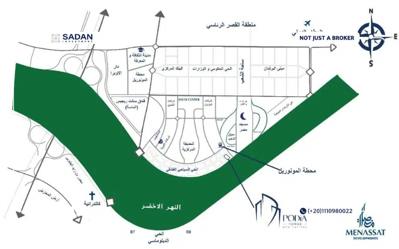 مول بوديا تاور العاصمة الإدارية Podia Tower New Capital أسعار ومساحات 2 خريطة مول بوديا تاور العاصمة الإدارية