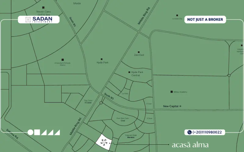 موقع كمبوند اكاسا الما القاهرة الجديدة