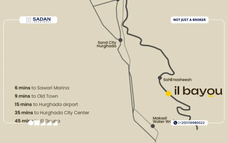 Location of IL Bayou Laguna Sahl Hasheesh