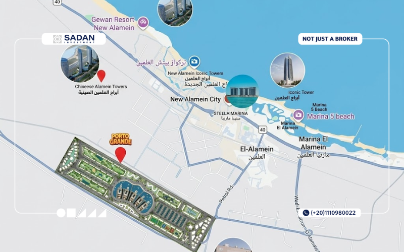 بورتو جراندي العلمين الجديدة Porto Grande New Alamein أسعار ومساحات 2 خريطة بورتو جراندي العلمين