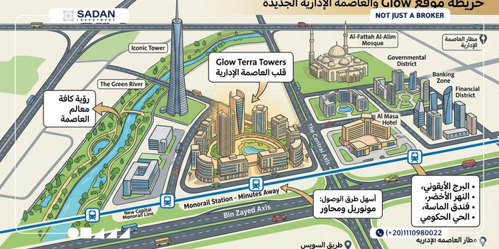 مول جلو تيرا تاورز العاصمة الإدارية Glow Terra Towers New Capital أسعار وتفاصيل 6 خريطة جلو تيرا تاورز العاصمة الإدارية