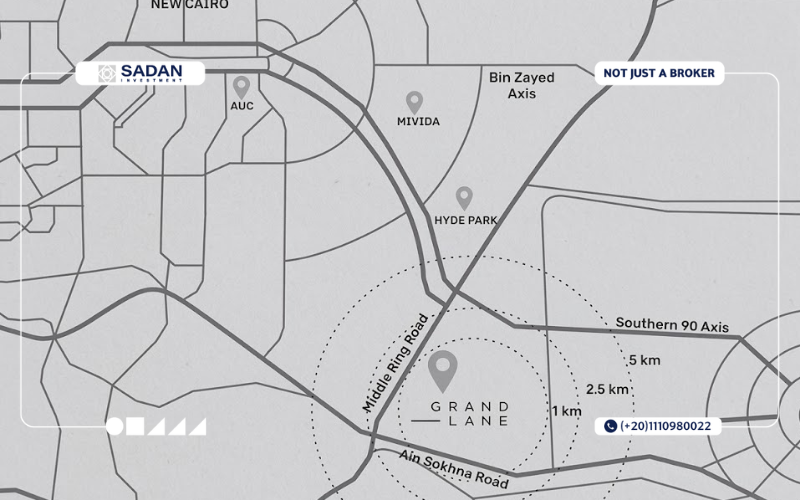 كمبوند جراند لين التجمع السادس Grand Lane New Cairo أسعار ومساحات 2 خريطة كمبوند جراند لين