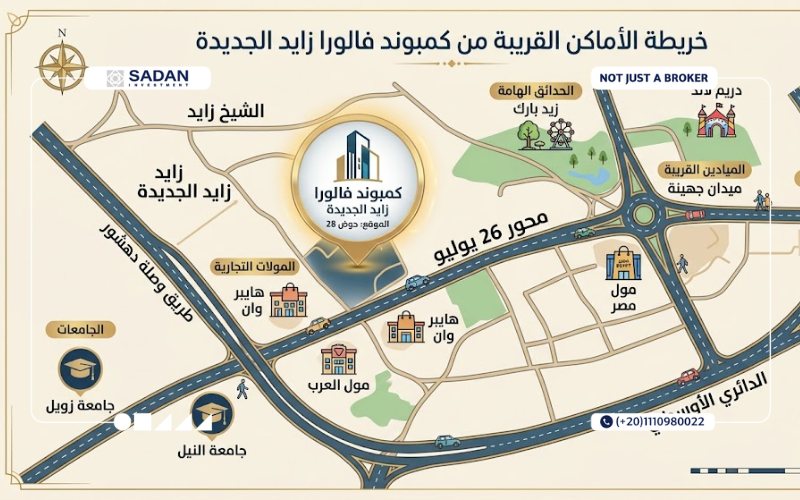 كمبوند فالورا زايد الجديدة Valora Compound New Zayed 2 خريطة كمبوند فالورا زايد الجديدة