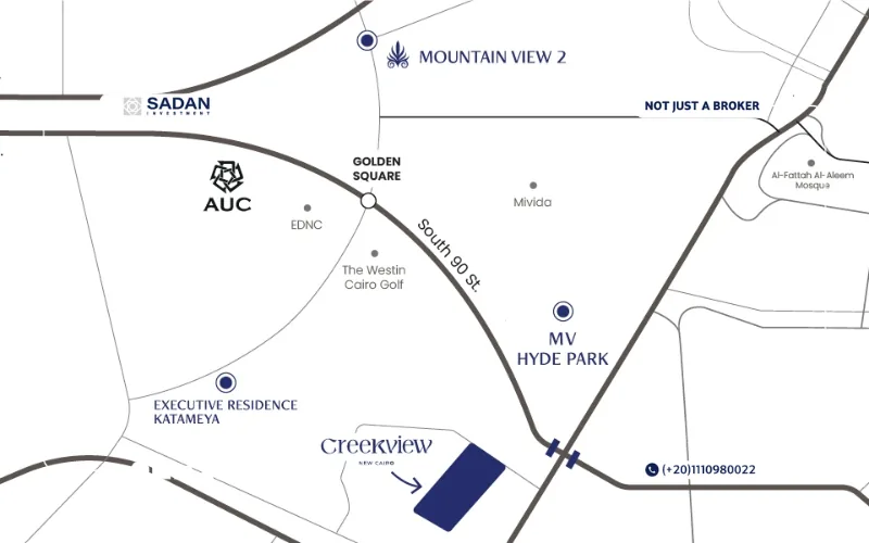 Creekview New Cairo Prices and Details 9 Map of Compound Mountain View 5th Settlement